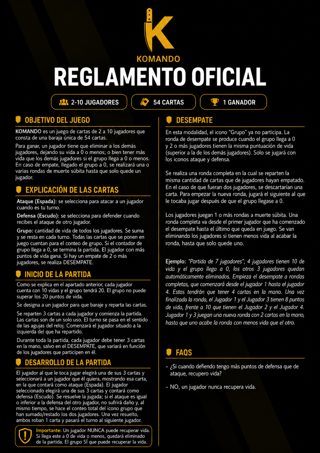 Reglamento KOMANDO página 1